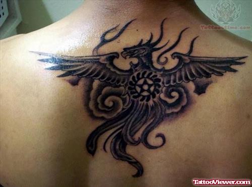 Phoenix Tattoo Design On Upper Back