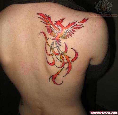 Fire Phoenix Tattoo On Back
