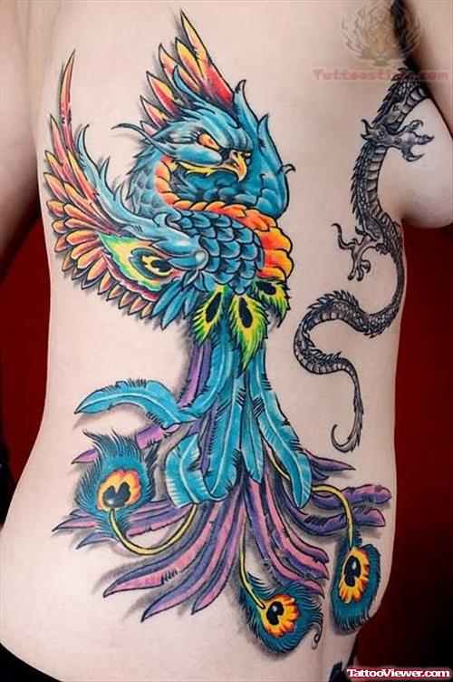 Best Phoenix Tattoo Design On Rib