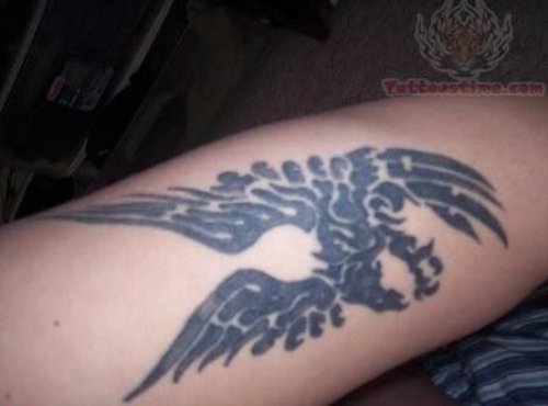 Phoenix Black Ink Tattoo On Arm