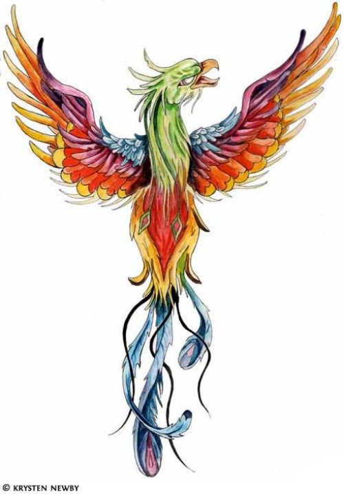 Colorful Phoenix Tattoo Design