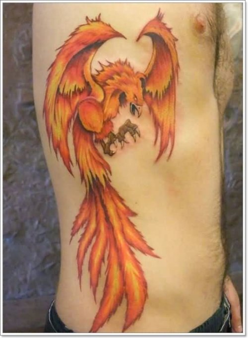 Man Rib Side Phoenix Tattoo