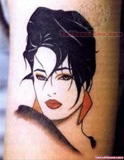 Pin Up Tattoo On Arm For Girls