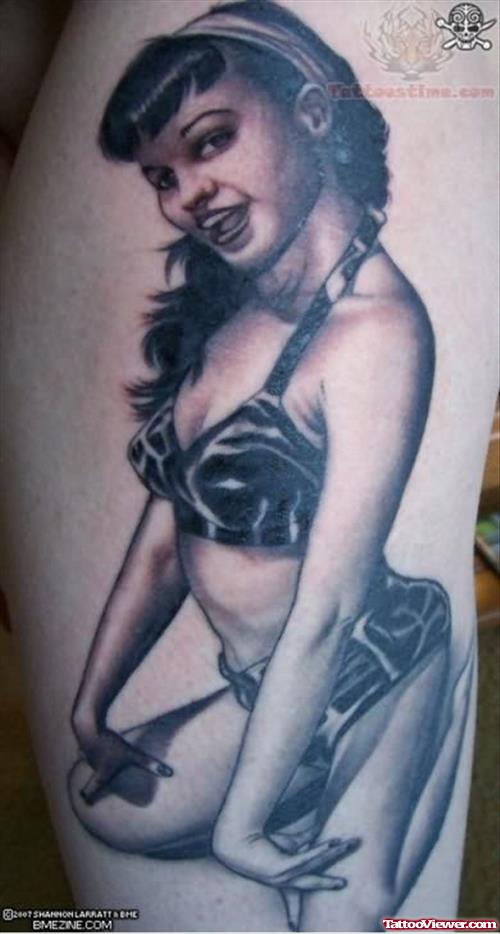 Amazing Pin Up Girl Tattoo