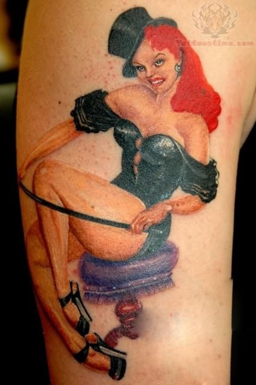 Pin Up Girl Colorful Tattoo