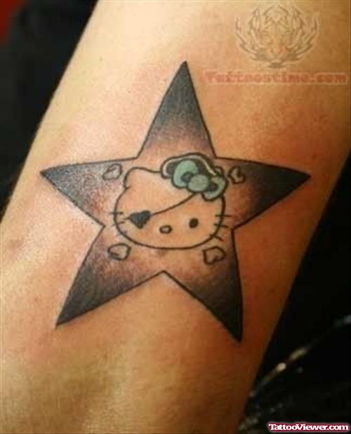 Pirate Kitty Star Tattoo