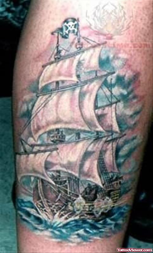 Pirate Big Ship Tattoo