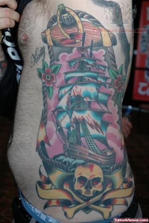 Pirate Large Ship Tattoo