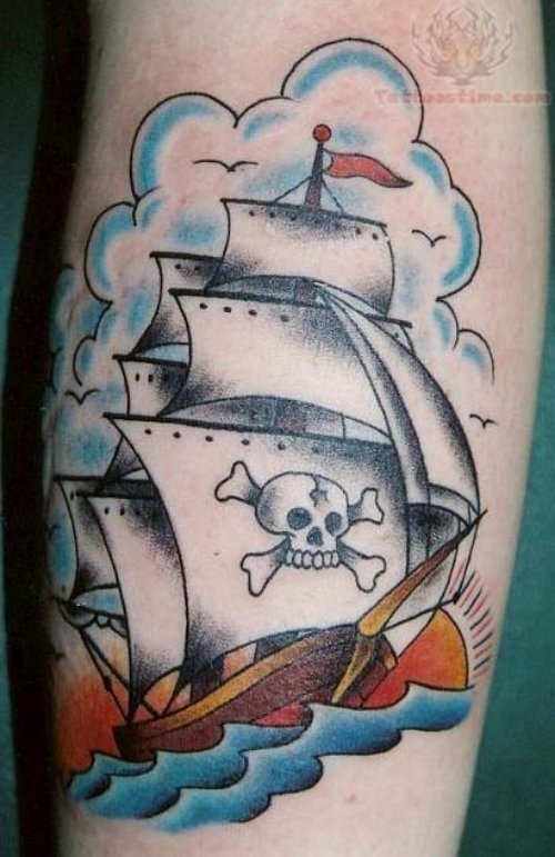 Extreme Pirate Ship Tattoo