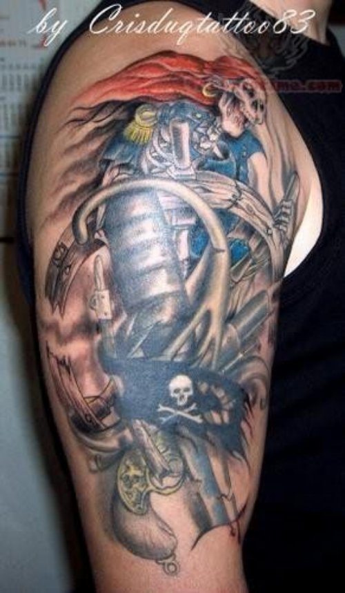 Pirate Francky Tattoo On Shoulder