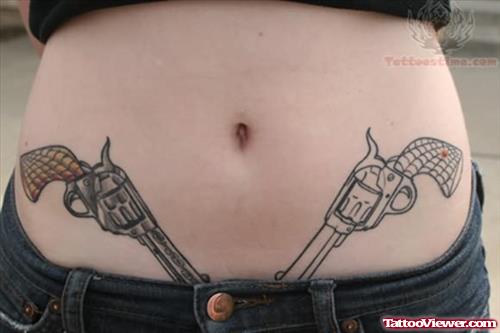 Pistol Tattoos On Hips