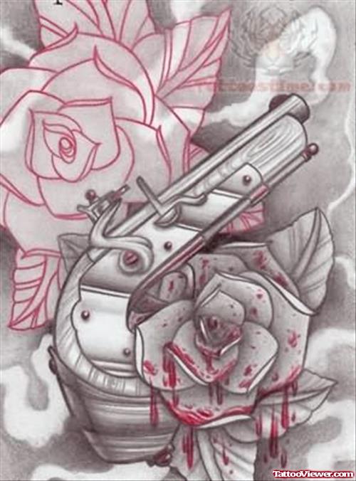 Deadly Beauty Pistol Tattoo
