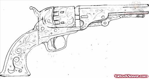 Civil Pistol Tattoo Design