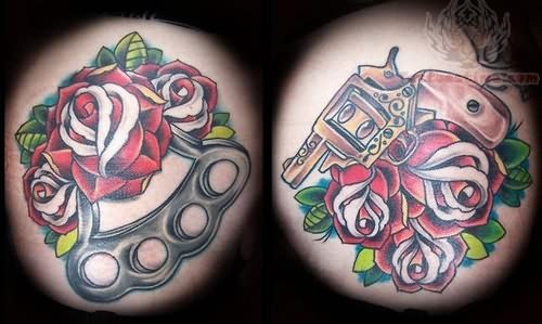 Pistol And Rose Tattoo