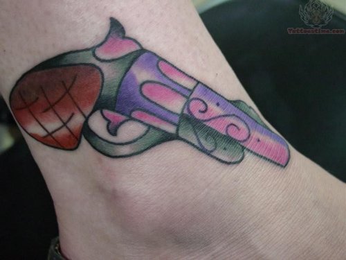 Color Ink Pistol Tattoo