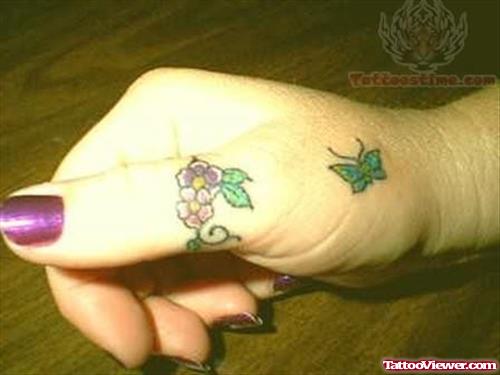 Flowers Plant Tattoo On Hand