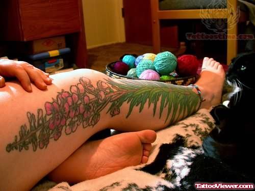 Beautiful Plant Tattoo On Full Leg