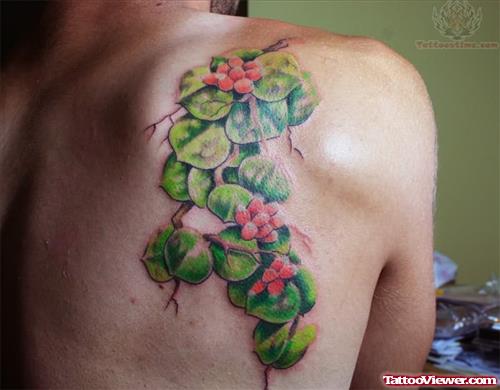 Back Shoulder Plant Tattoo