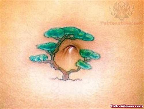 Awesome Plant Tattoo On Belly
