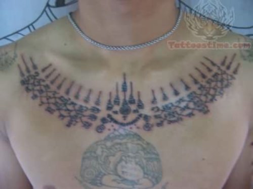 Polynesian Tattoo On Chest