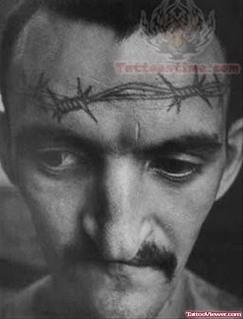 Barbed Wire Tattoo On Head