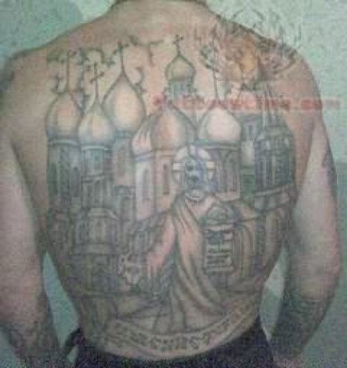 Russian Back Body Prison Tattoo