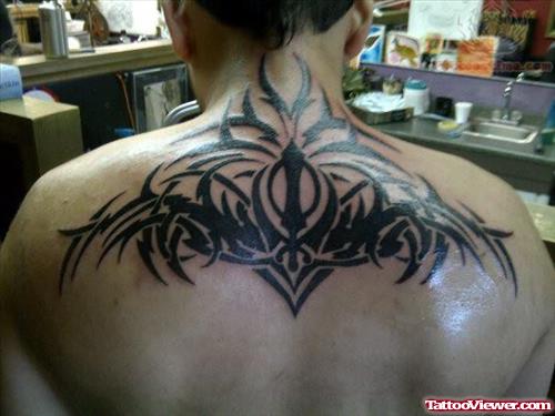 Awesome Punjabi Tattoo On Upper Back