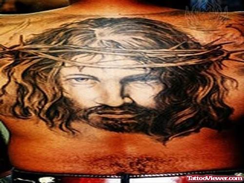 Religious Jesus Christ Tattoo On Back
