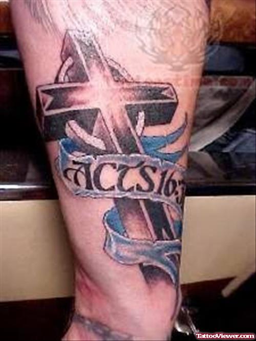 Religious Cross Tattoo Design On Arm
