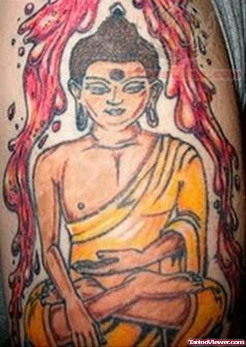 Mahatma Buddha Colorful Tattoo