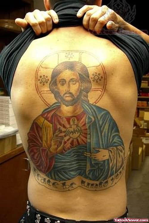 Jesus Christ Religious Tattoo On Back