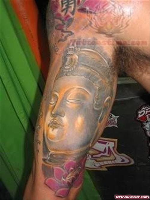 Mahatma Buddha Tattoo On Musles