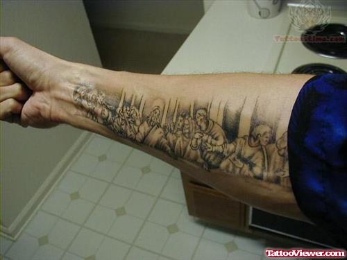 Religious Super Tattoo On Arm