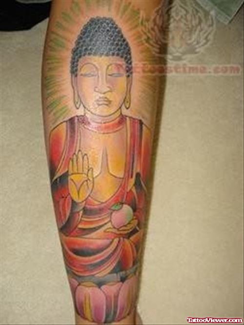 Buddha Tattoo On Leg