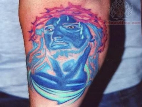 Jesus-Mary Dark Tattoo On Arm