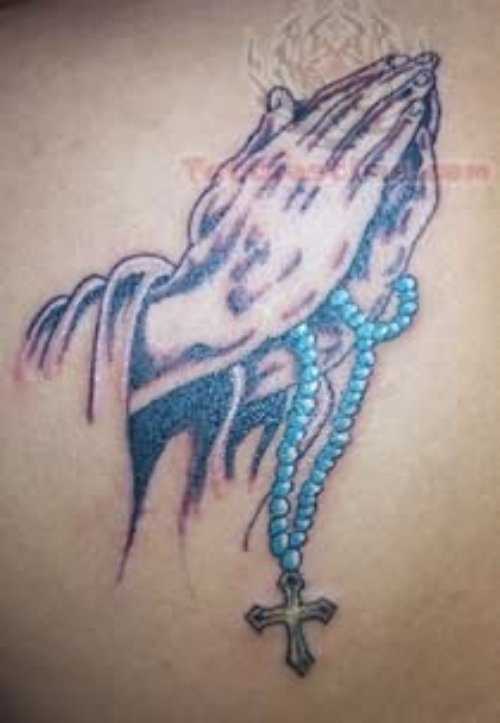 Sky Blue Rosary Tattoo