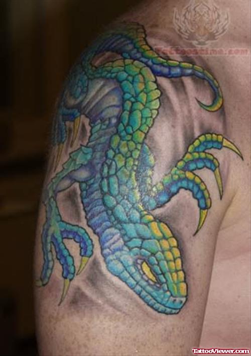 Reptile Tattoo - Green Lizard