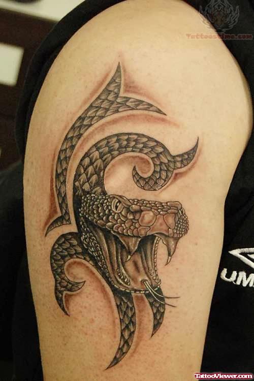 Tribal Snake Tattoo On Shoulder