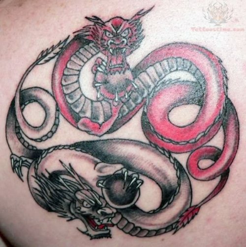 Black And Red Snake Tattoo