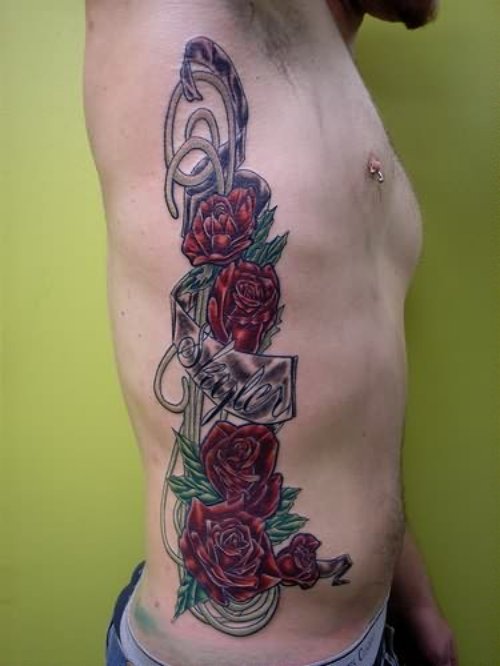 Red Rose Rib Tattoos
