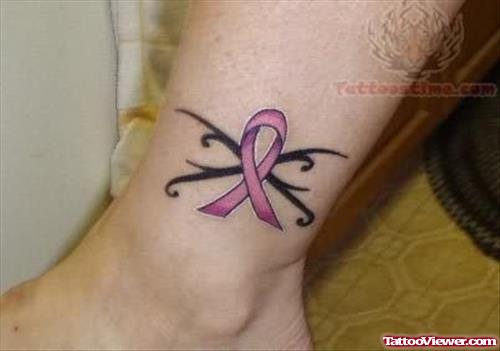 Ribbon Tattoo For Ankle