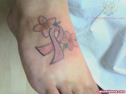 Ribbon Tattoo On Foot