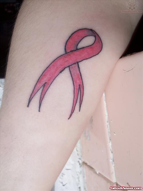 Breast Cancer Ribbon Tattoo On Arm