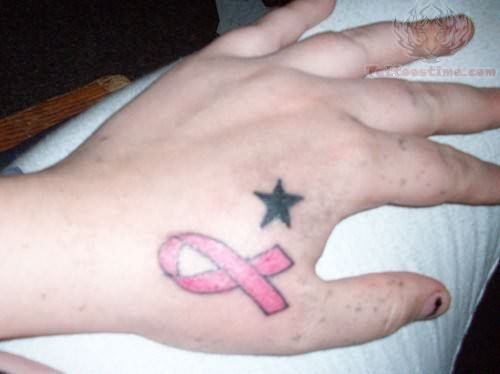 Ribbon Tattoo On Hand