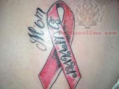 Red Ribbon Tattoo On Back