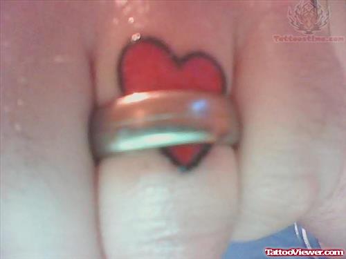 Red Heart Ring Tattoo
