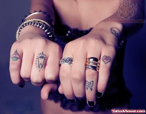 Ring Tattoos on Girl Fingers