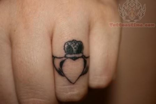 Crown Heart Ring Tattoo