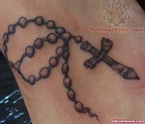 Rosary Beads Ankle Tattoo