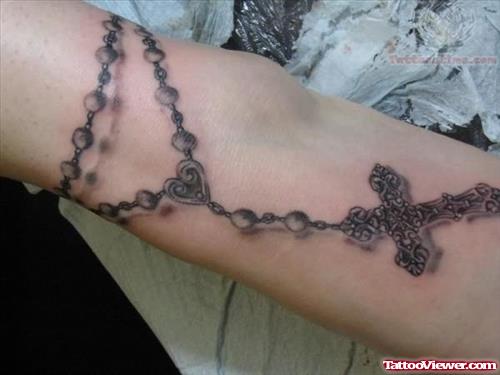 Rosary With A Cross Tattoo